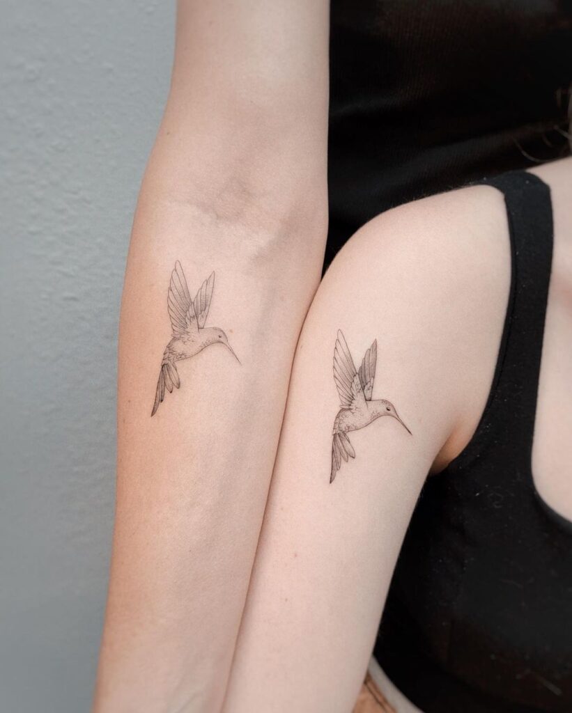 A matching hummingbird tattoo